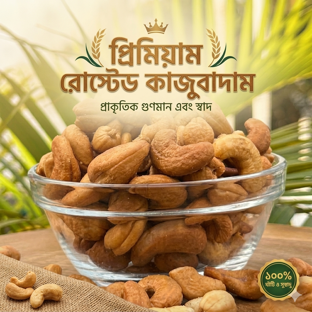 প্রিমিয়াম রোস্টেড কাজুবাদাম – স্বাদে অনন্য, পুষ্টিতে ভরপুর! 🌰✨